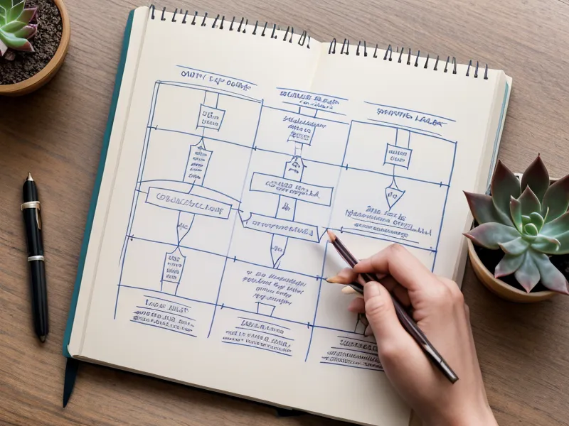 Human Design emotionales Zentrum: Notizbuch mit skizzierter User-Journey eines Beziehungsstreits