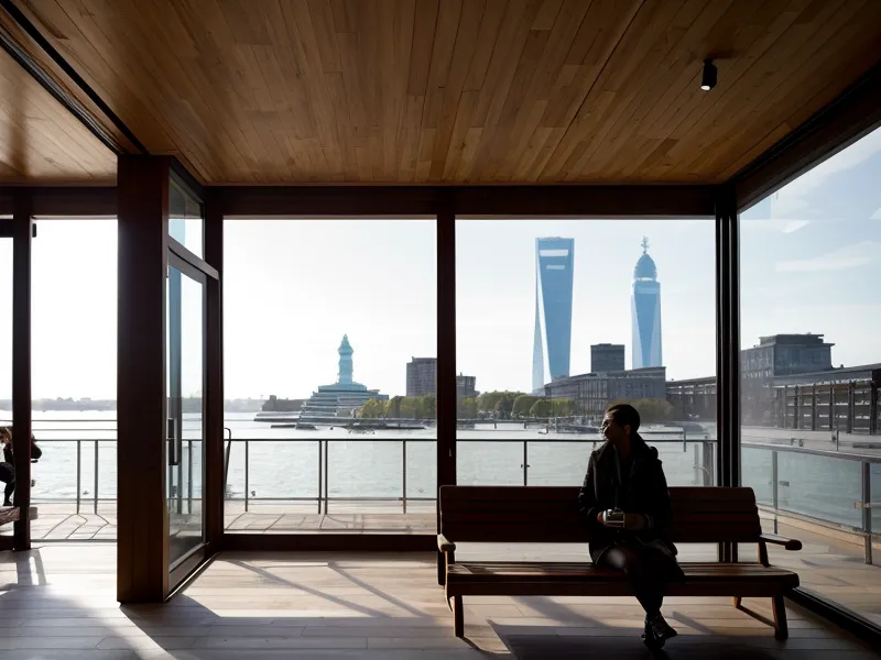 Zwei Kaffeetassen auf einer Bank vor der Elbphilharmonie in der Morgensonne.