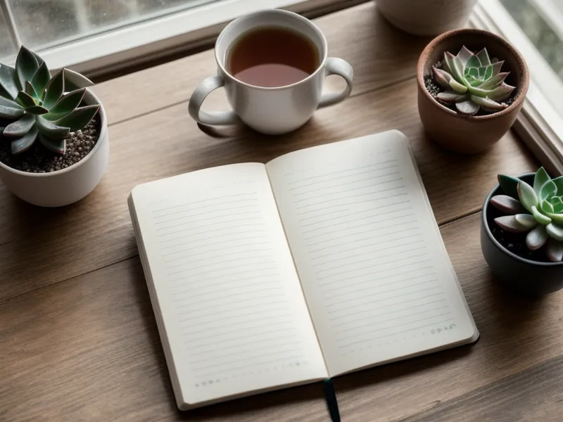 Handschriftliche Notizen zum Inkarnationskreuz neben einer Teetasse, Planungsnotizen eines Manifesting-Generator-Projector-Paares